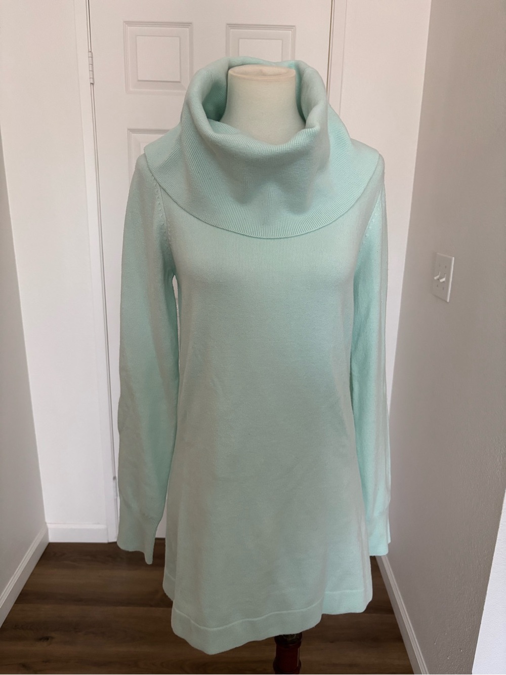 French Connection Cowl Neck Long Sleeve Sweater Dress - Mint Green